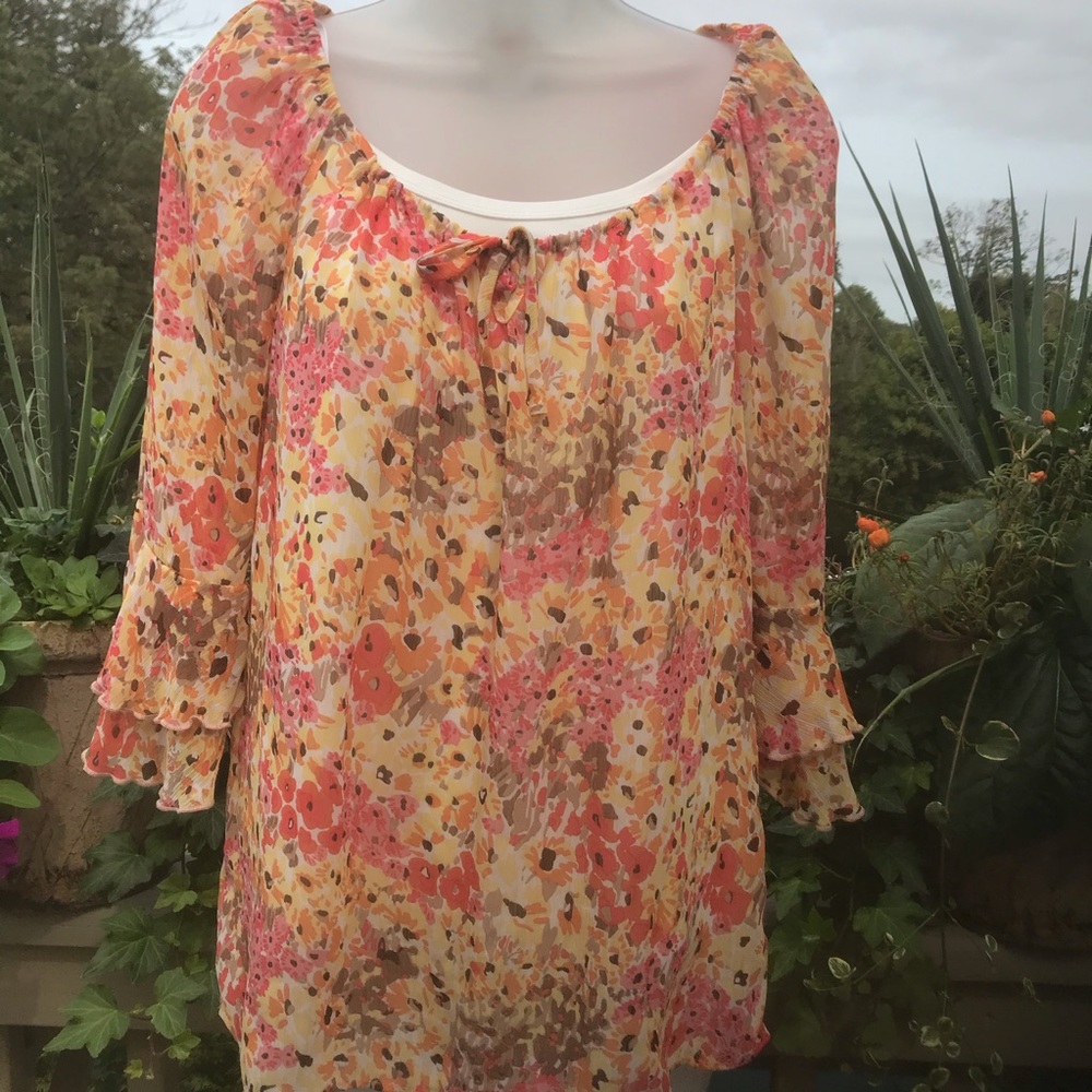 ABG - Women blouse (orange/yellow/cream) poly, L